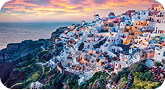 Santorini coastal view with volcanic beaches